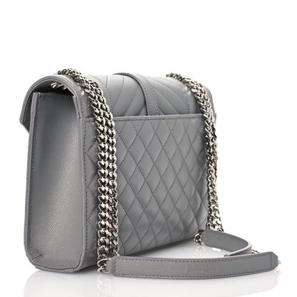 Saint Laurent Grain De Poudre Textured Mixed Matelasse Medium Triquilt Monogram Satchel New Stone 3 of 13