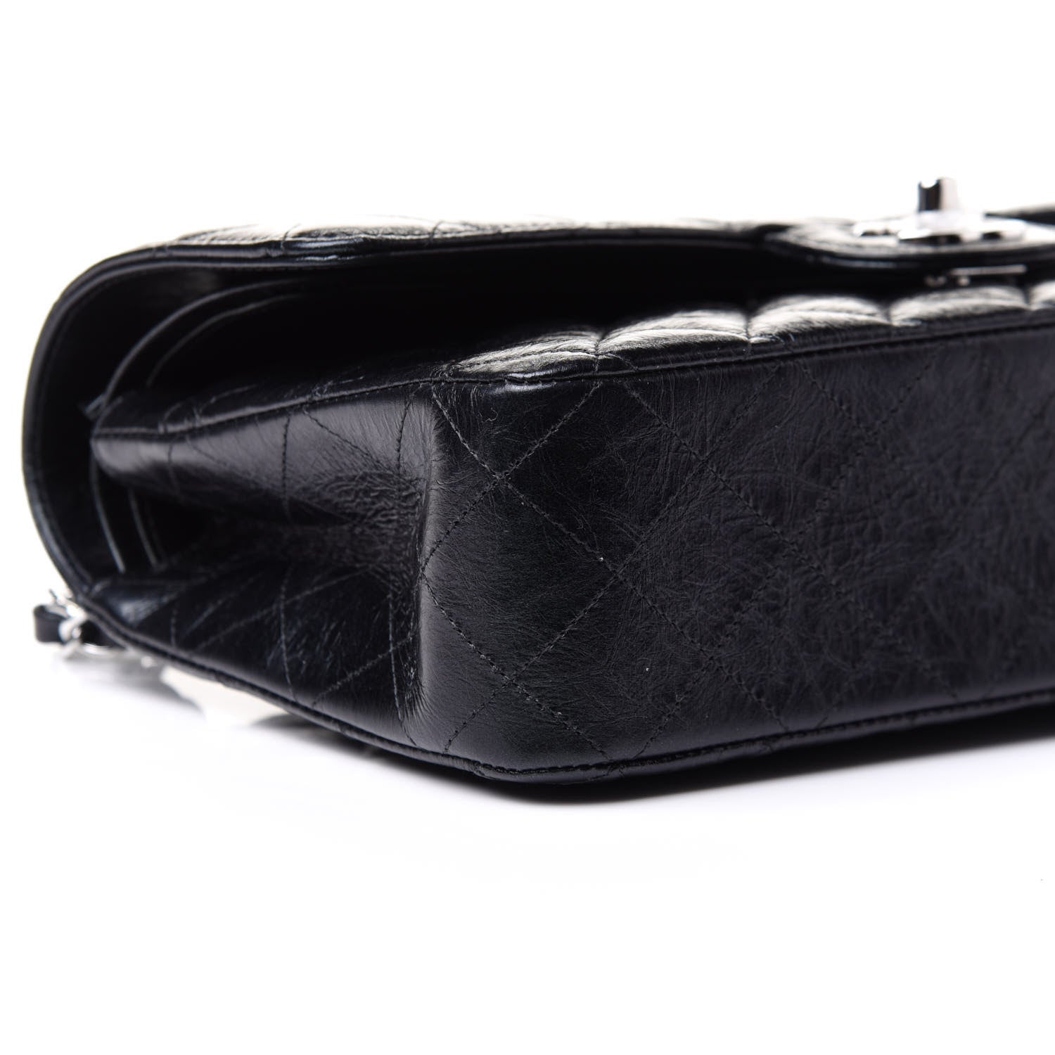 Chanel Iridescent Crumpled Calfskin Quilted Medium Double Flap Black 9 of 11