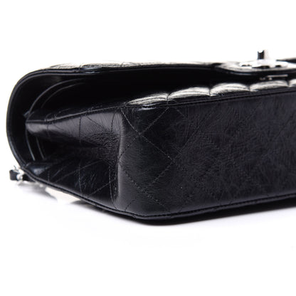Chanel Iridescent Crumpled Calfskin Quilted Medium Double Flap Black 9 of 11