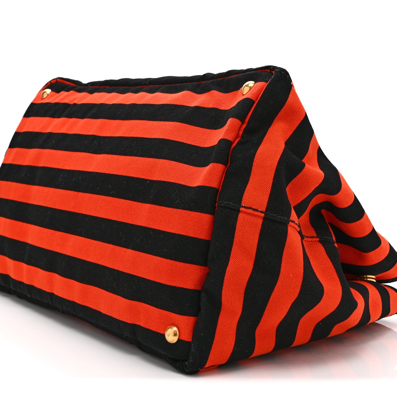 Prada Canapa Striped Tote Arancio 10 of 10