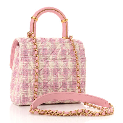 Chanel Tweed Handle Crush Top Handle Flap Bag Pink Ecru 2 of 11