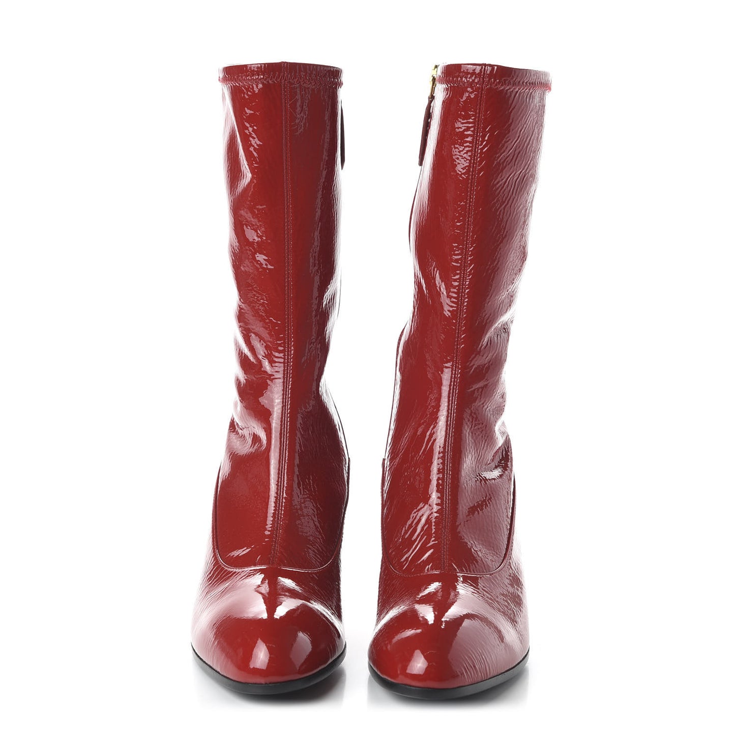 Patent Calfskin Stretch Boots 39 Hibiscus Red
