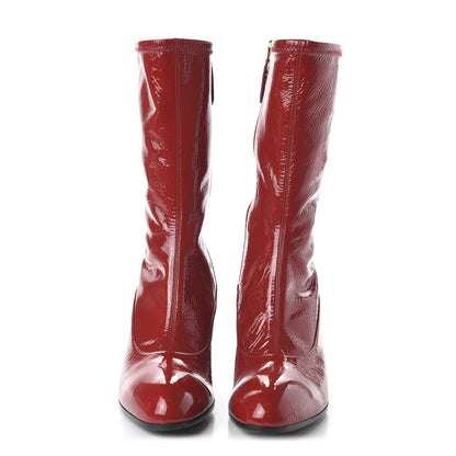 Gucci Patent Calfskin Stretch Boots 39 Hibiscus Red 2 of 8