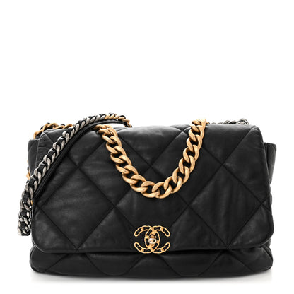 Chanel Lambskin Quilted Maxi Chanel 19 Flap Black 1 of 10