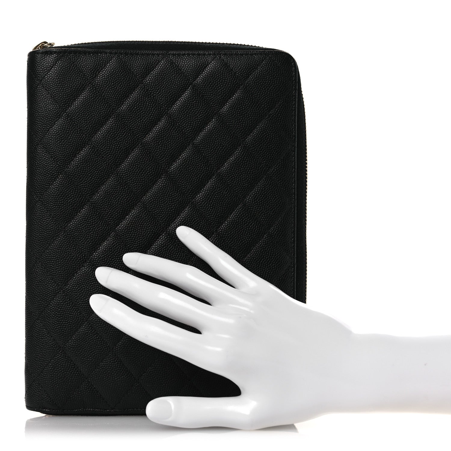 Chanel Caviar Quilted Zip Around Notebook Agenda Cover Black 2 of 10