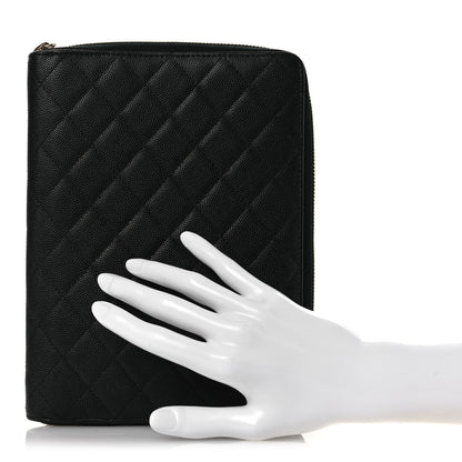Chanel Caviar Quilted Zip Around Notebook Agenda Cover Black 2 of 10