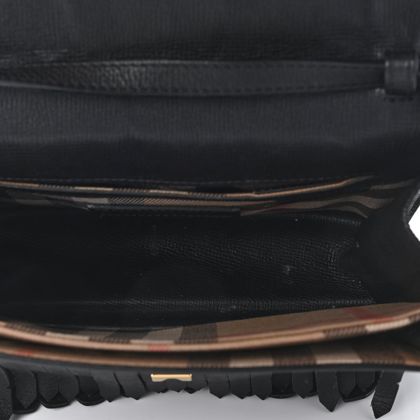 Grainy Calfskin Broguing Tassel Macken Crossbody Bag Black