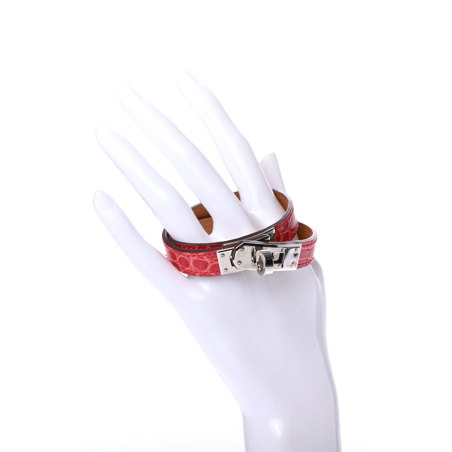 Shiny Alligator Kelly Double Tour Bracelet S Bougainvillea