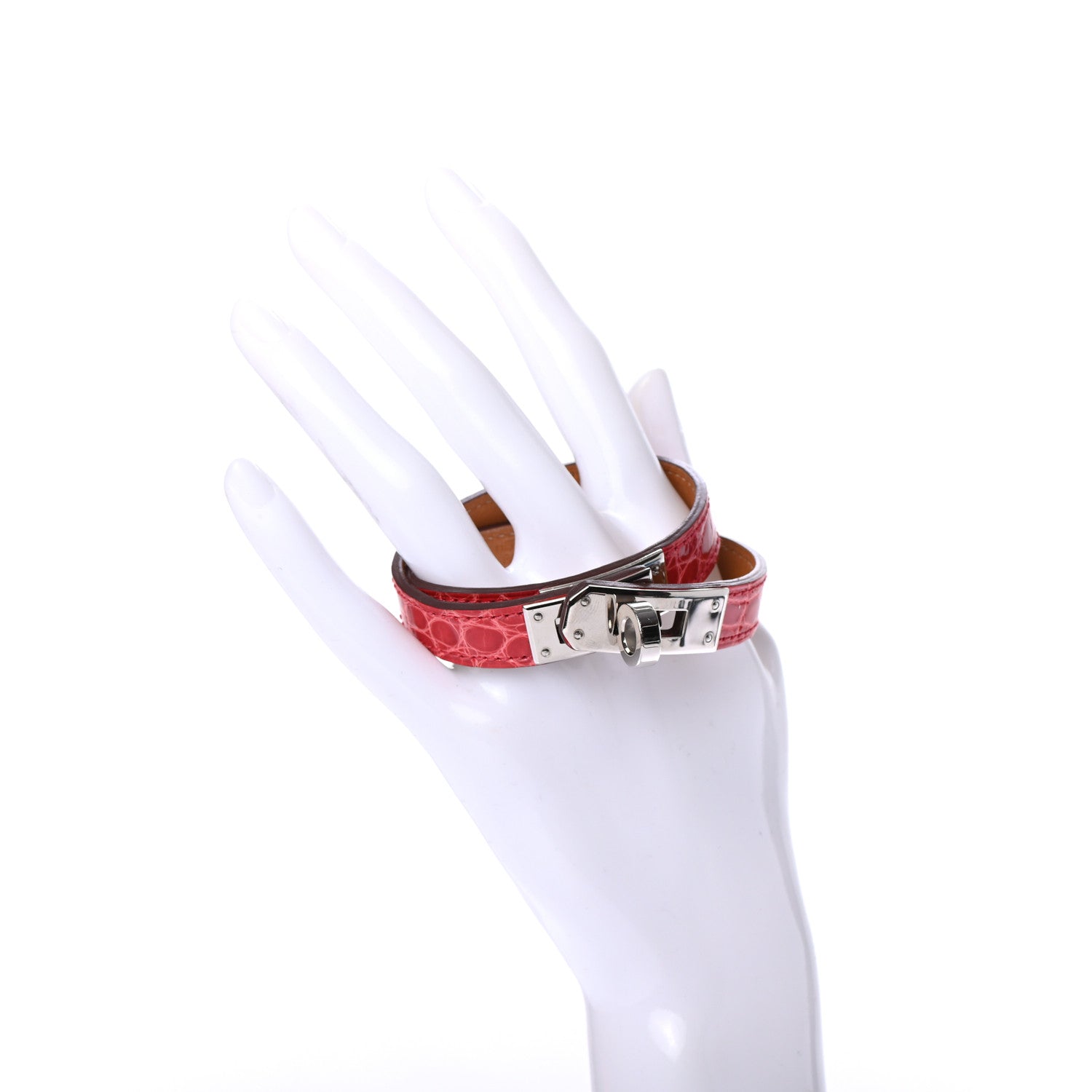 Hermes Shiny Alligator Kelly Double Tour Bracelet S Bougainvillea 2 of 6