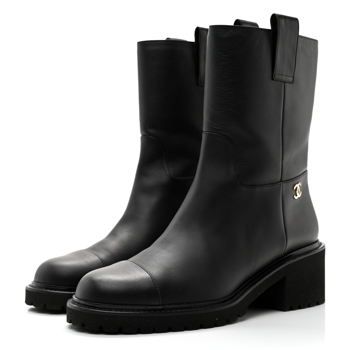Calfskin CC Ankle Boots 40 Black