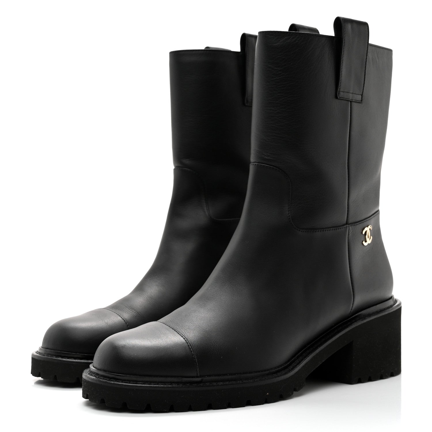 Chanel Calfskin CC Ankle Boots 40 Black 3 of 12