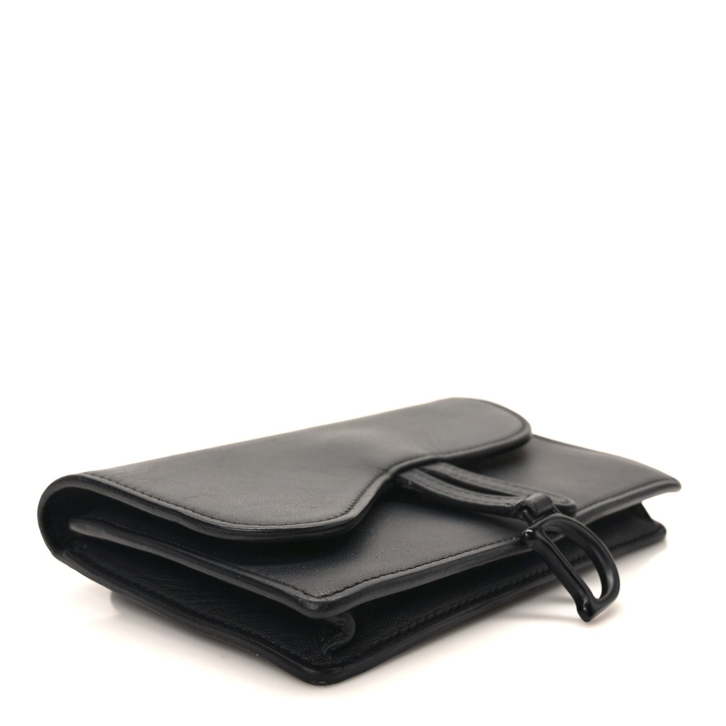 Ultra Matte Calfskin Saddle Belt Clutch Black