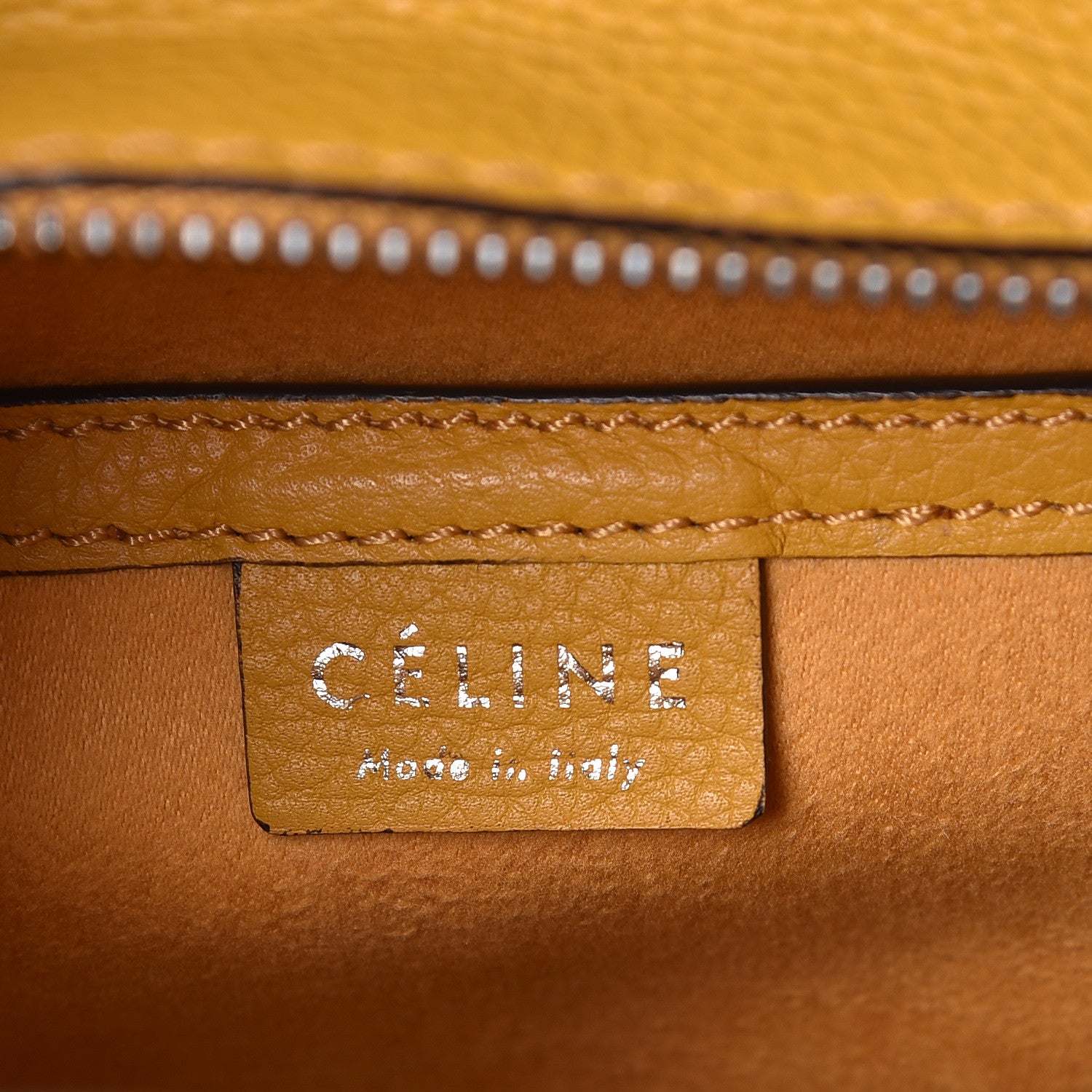 Celine Drummed Calfskin Nano Luggage Ocre 8 of 8