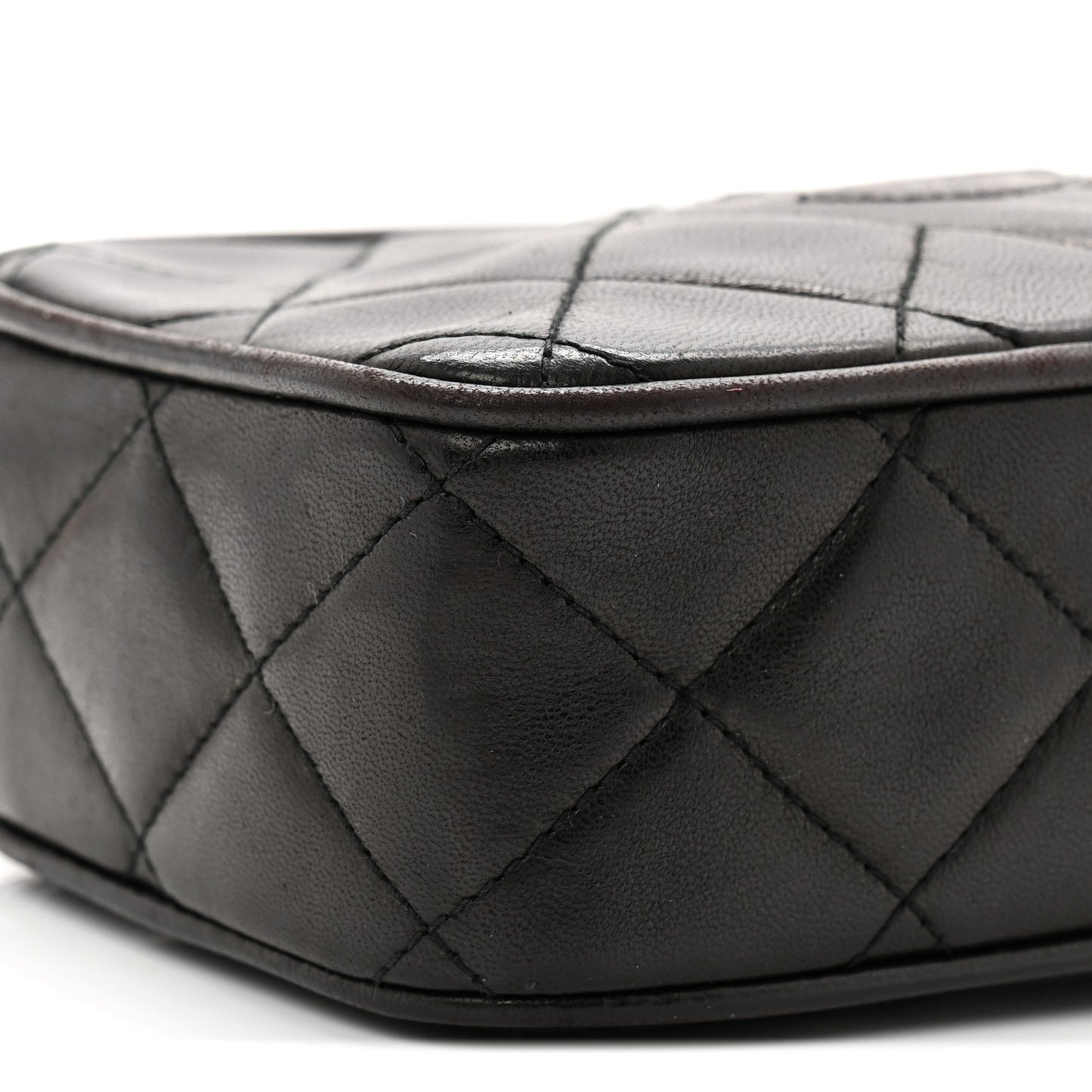 Lambskin Quilted Tassel Camera Case Black