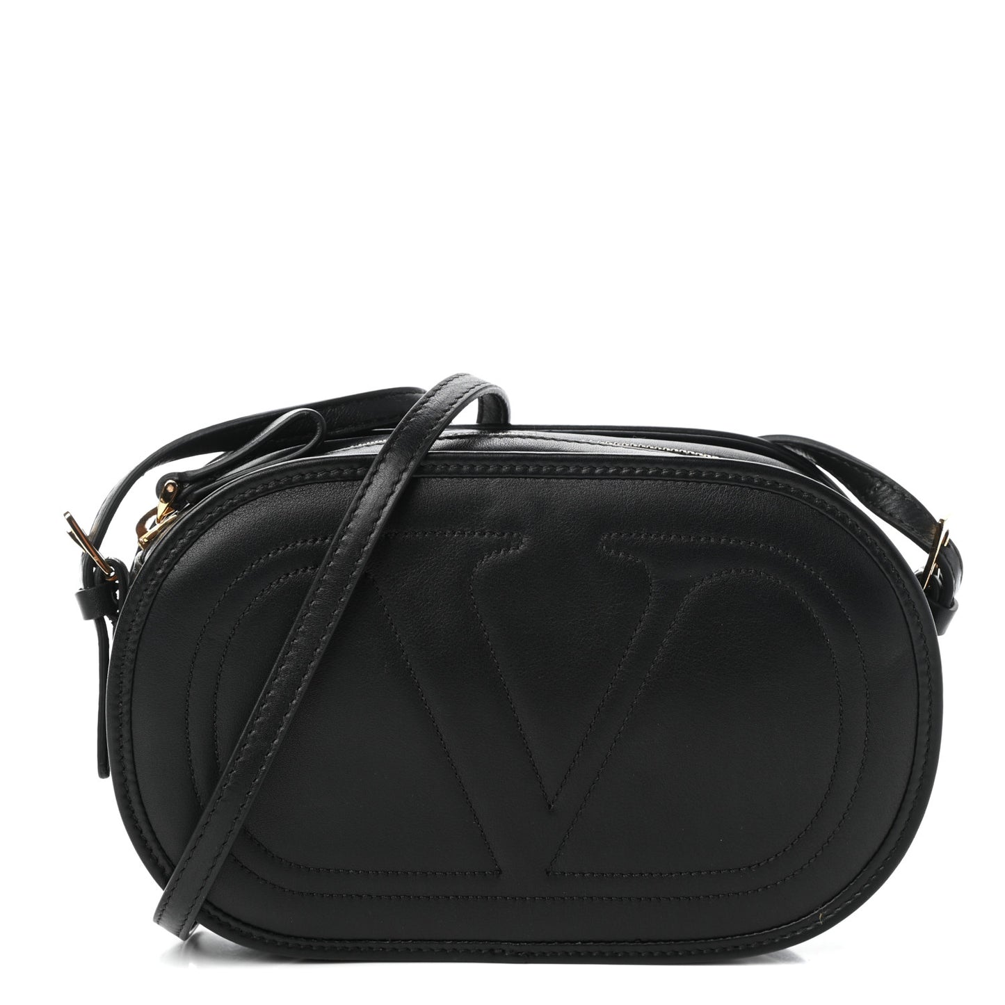 Calfskin Small Logo Go Crossbody Bag Black