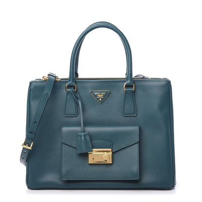 Prada Saffiano Lux Galleria Front Pocket Tote Ottanio 1 of 9