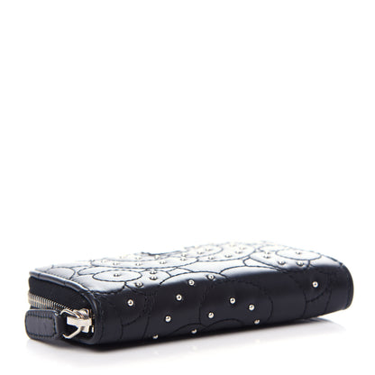 Chanel Lambskin Camellia Embossed Studded Zip Coin Purse Black 4 of 8