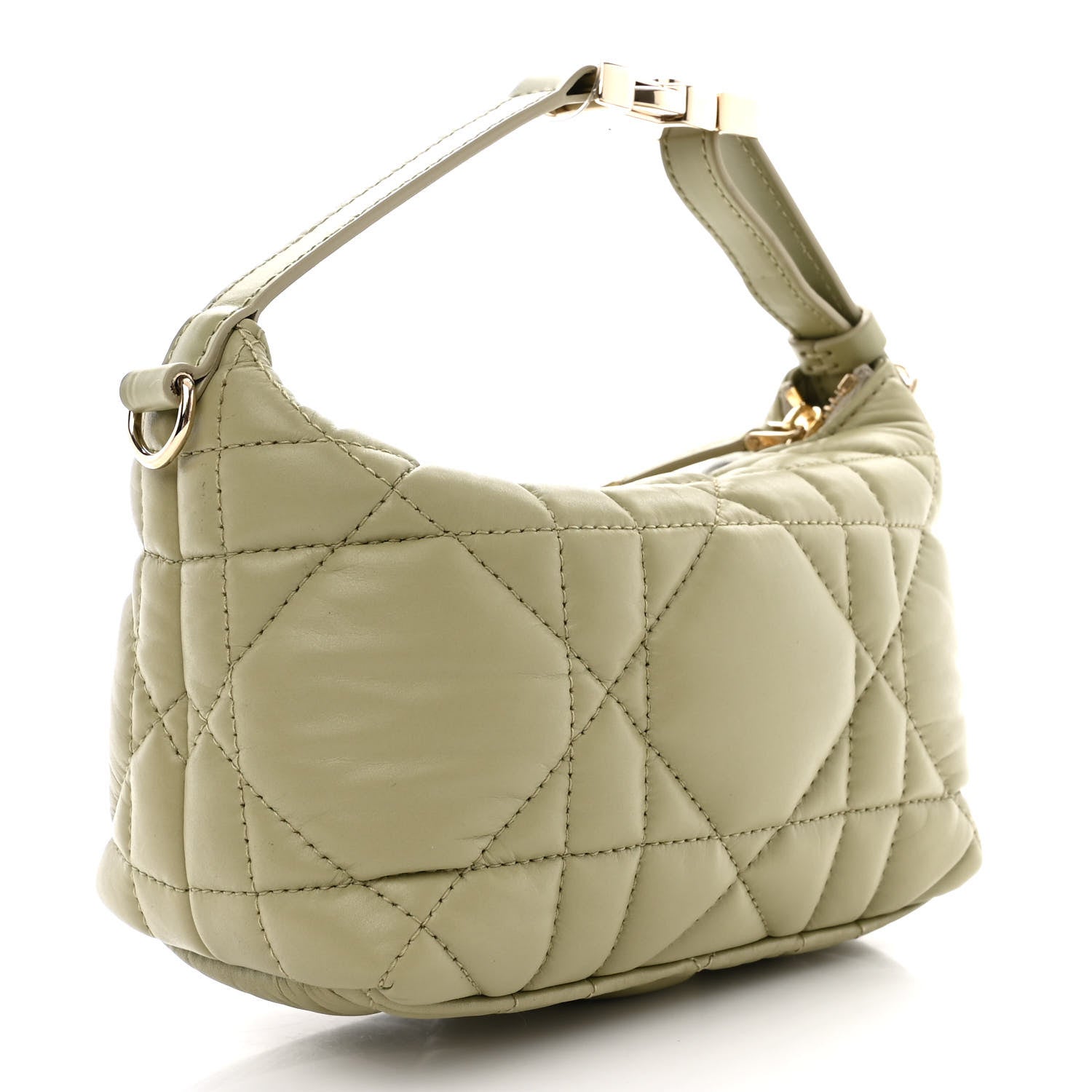 Christian Dior Calfskin Macrocannage Small Diortravel Nomad Pouch Desert Sage 3 of 10