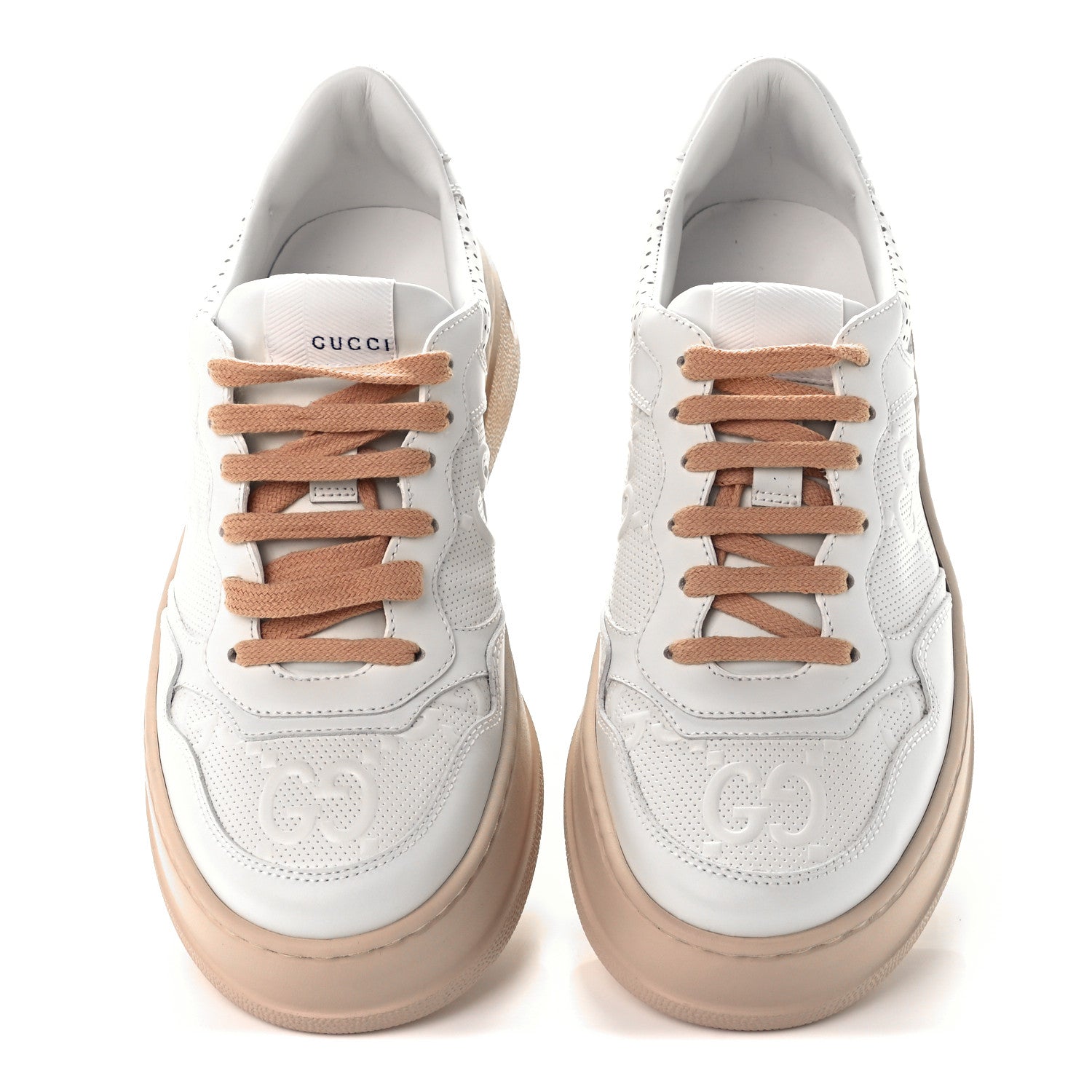 Gucci Calfskin GG Tennis Embossed Womens Platform 55mm Sneakers 38.5 White 5 of 12