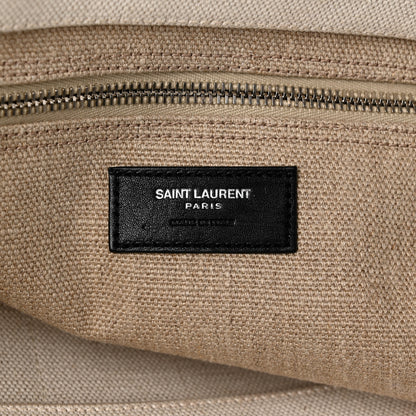 Saint Laurent Linen Calfskin Small Rive Gauche Tote Greggio Natural 6 of 11