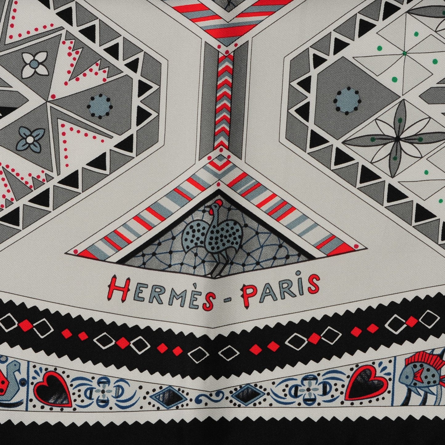 Silk Ors Blues d'Afrique Scarf 90 Noir Gris Rouge