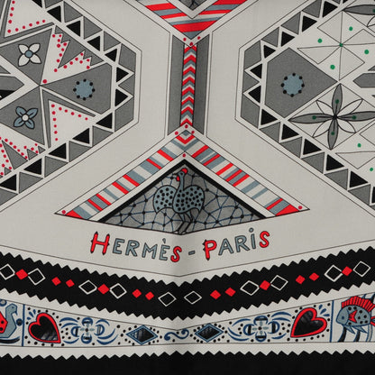 Hermes Silk Ors Blues d'Afrique Scarf 90 Noir Gris Rouge 5 of 8