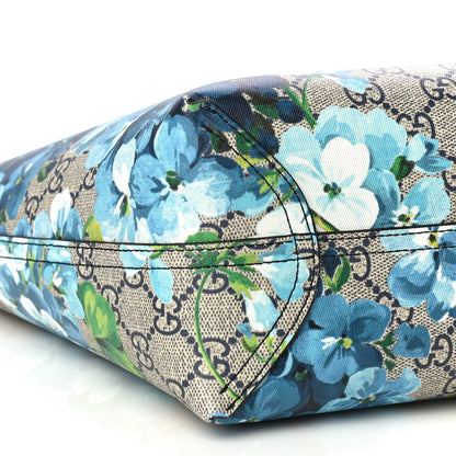 Gucci GG Supreme Monogram Blooms Small Reversible Tote Beige Blue Navy 7 of 9