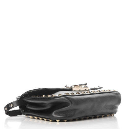 Valentino Garavani Vitello Mini Rockstud Flap Saddle Crossbody Bag Black 4 of 7