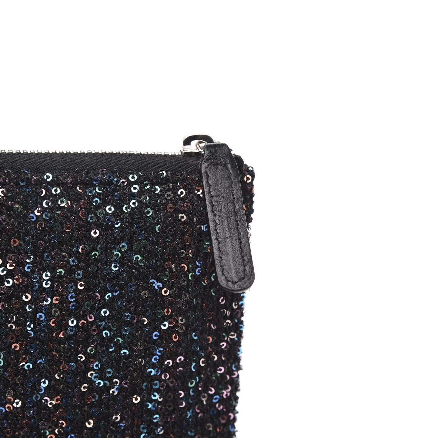 Canvas Sequin Medium Deauville Cosmetic Pouch Black