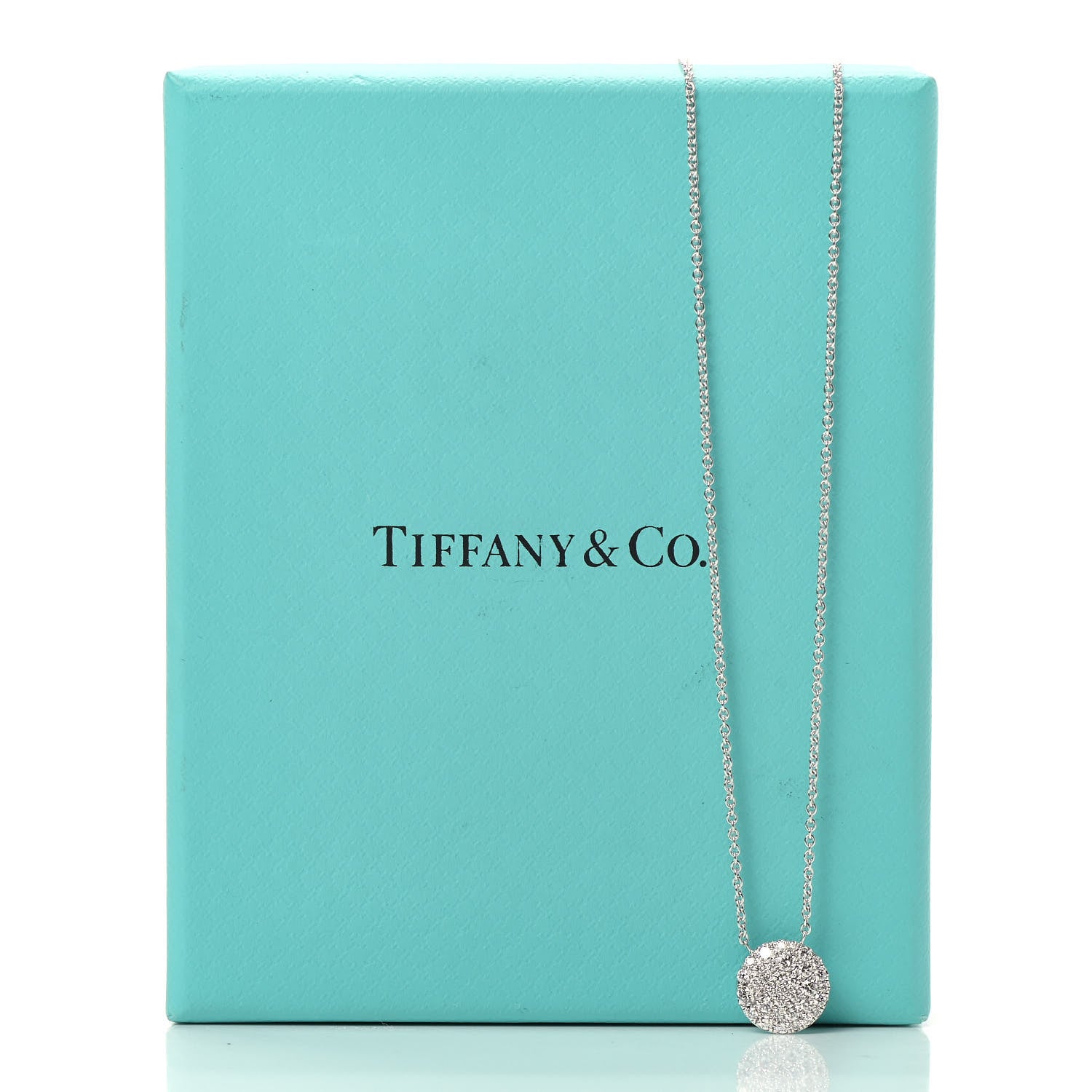 Tiffany 18K White Gold Diamond Metro Round Pendant Necklace 7 of 7