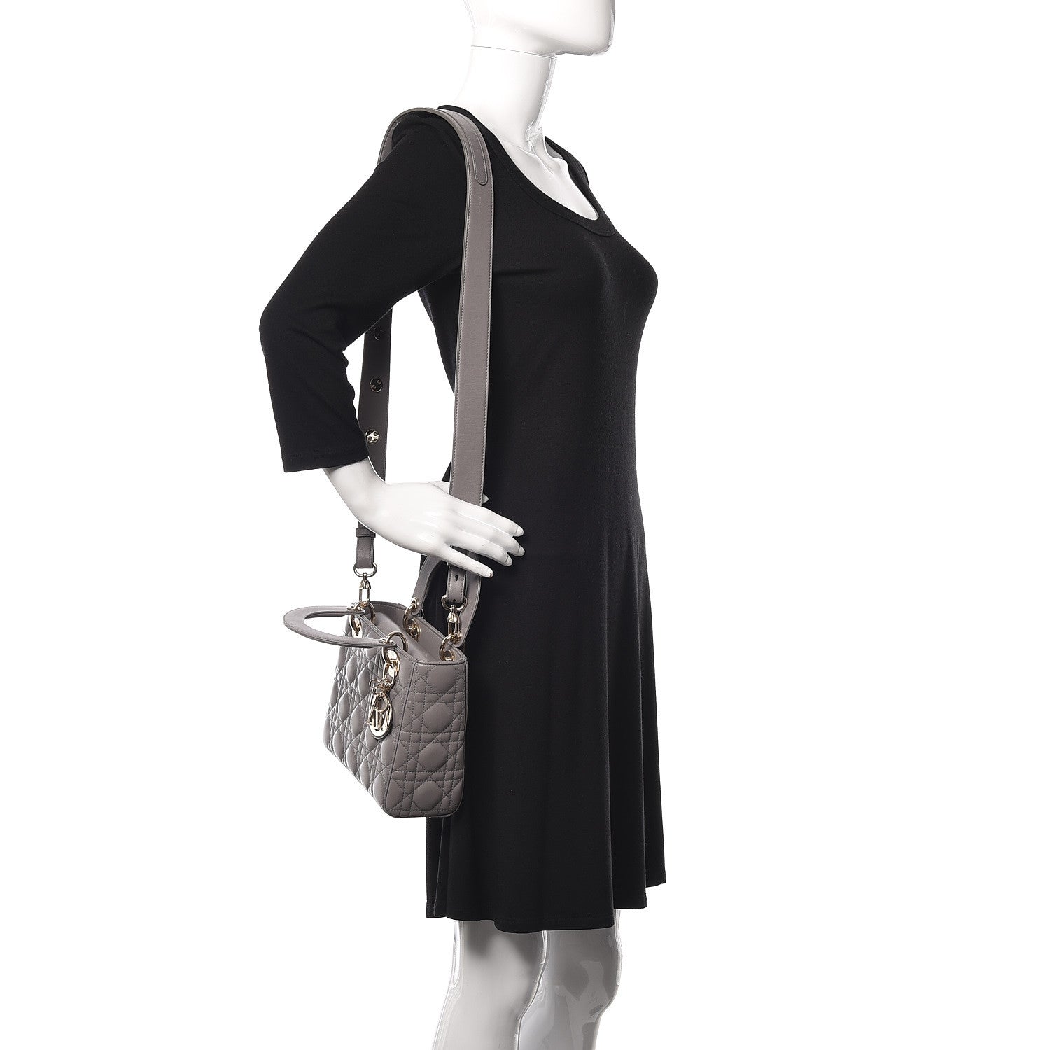 Christian Dior Lambskin Cannage Small My Lady Dior Gris 2 of 9