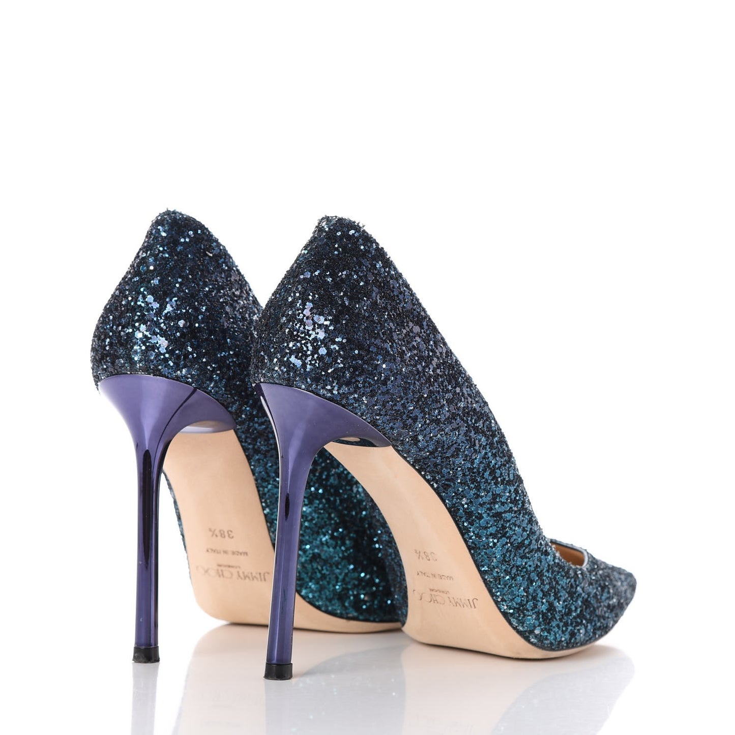 Coarse Glitter Degrade Romy 100 Pumps 38.5 Peacock Navy