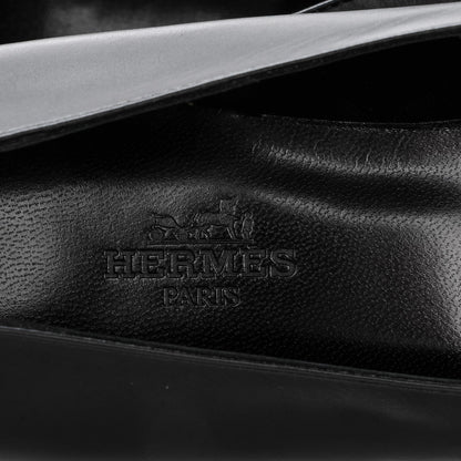 Hermes Box Calfskin Nice Ballerina Flats 38 Black Bleu Ardoise Cedre 8 of 8