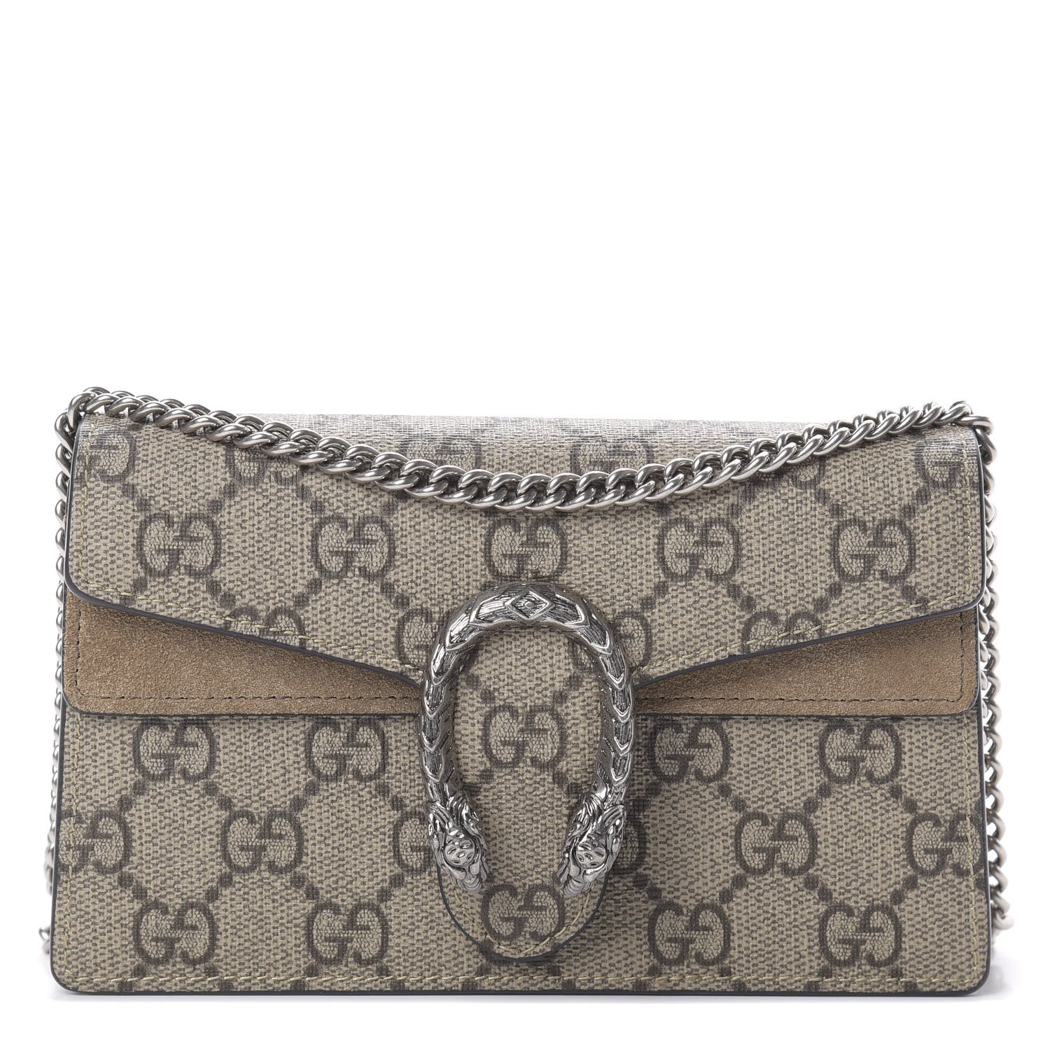 Gucci GG Supreme Monogram Super Mini Dionysus Shoulder Bag Taupe 1 of 11