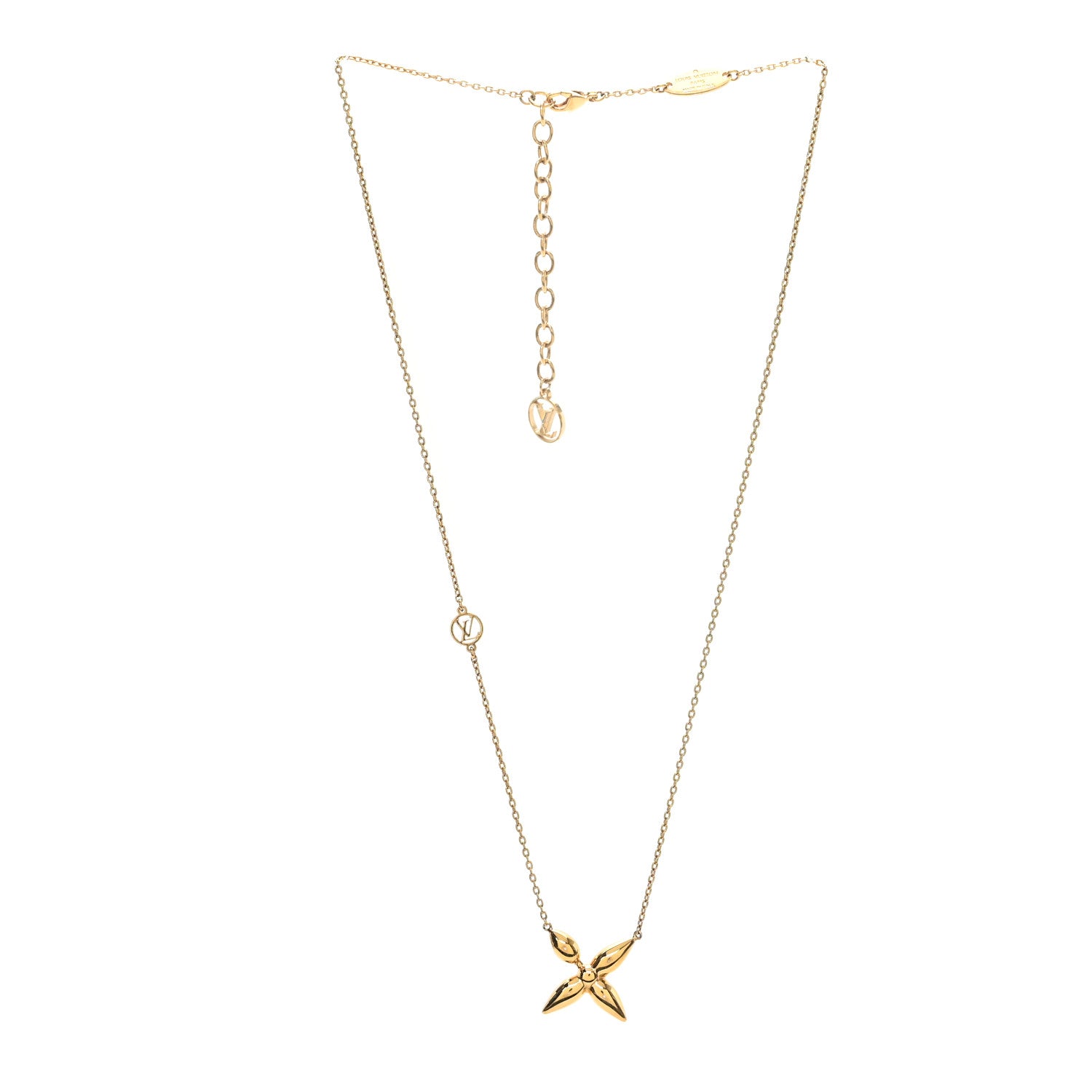 Louis Vuitton Metal Louisette Necklace Gold 3 of 5