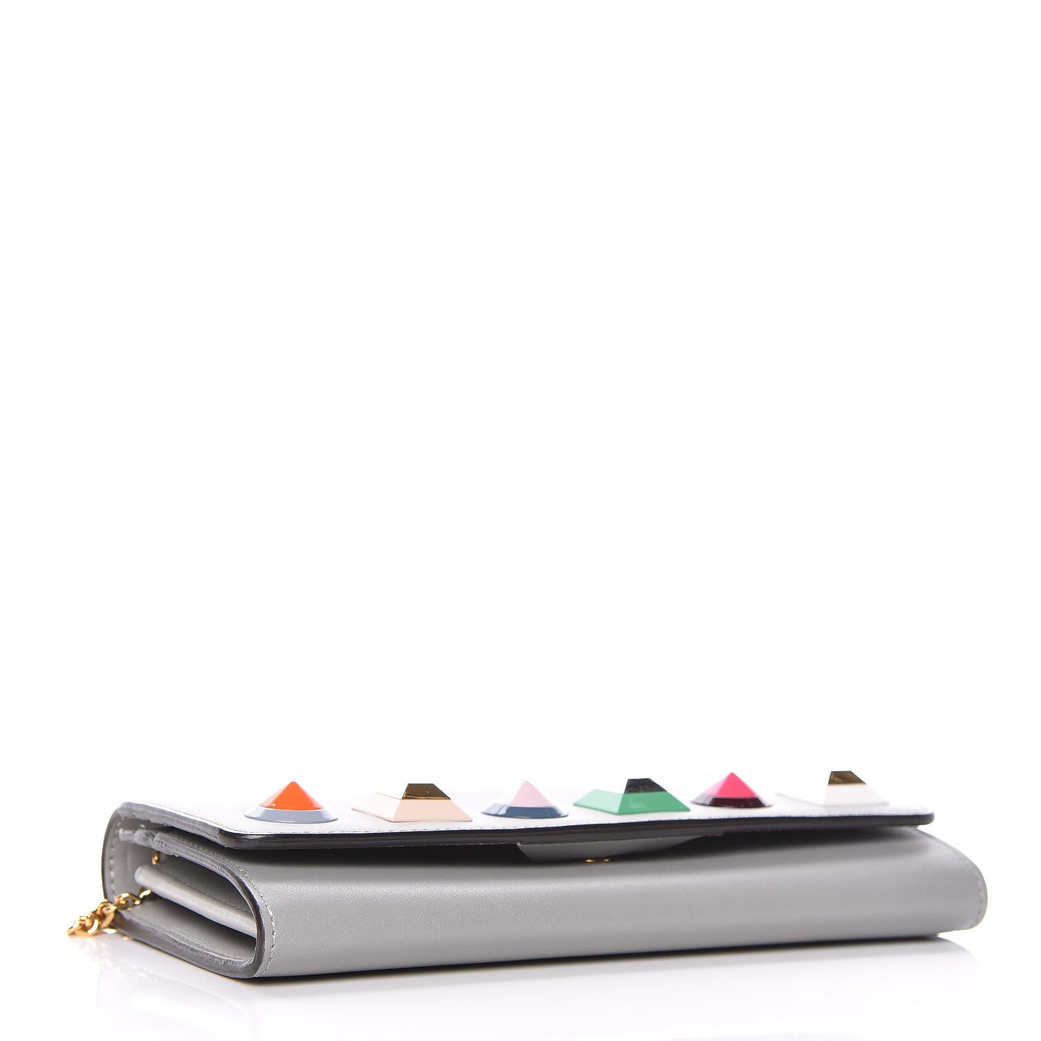 Fendi Vitello Liberty Studded Continental Wallet On Chain Ardesia Multicolor 4 of 11