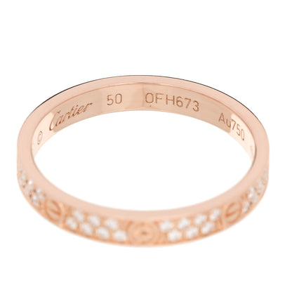 Cartier 18K Pink Gold Diamond 2.6mm LOVE Wedding Paved Band Ring 50 5.25 4 of 5