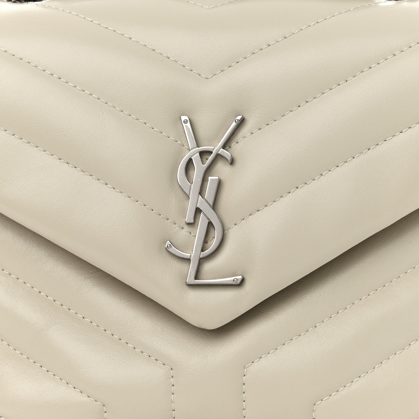 Calfskin Y Quilted Monogram Small Loulou Chain Satchel Crema Soft