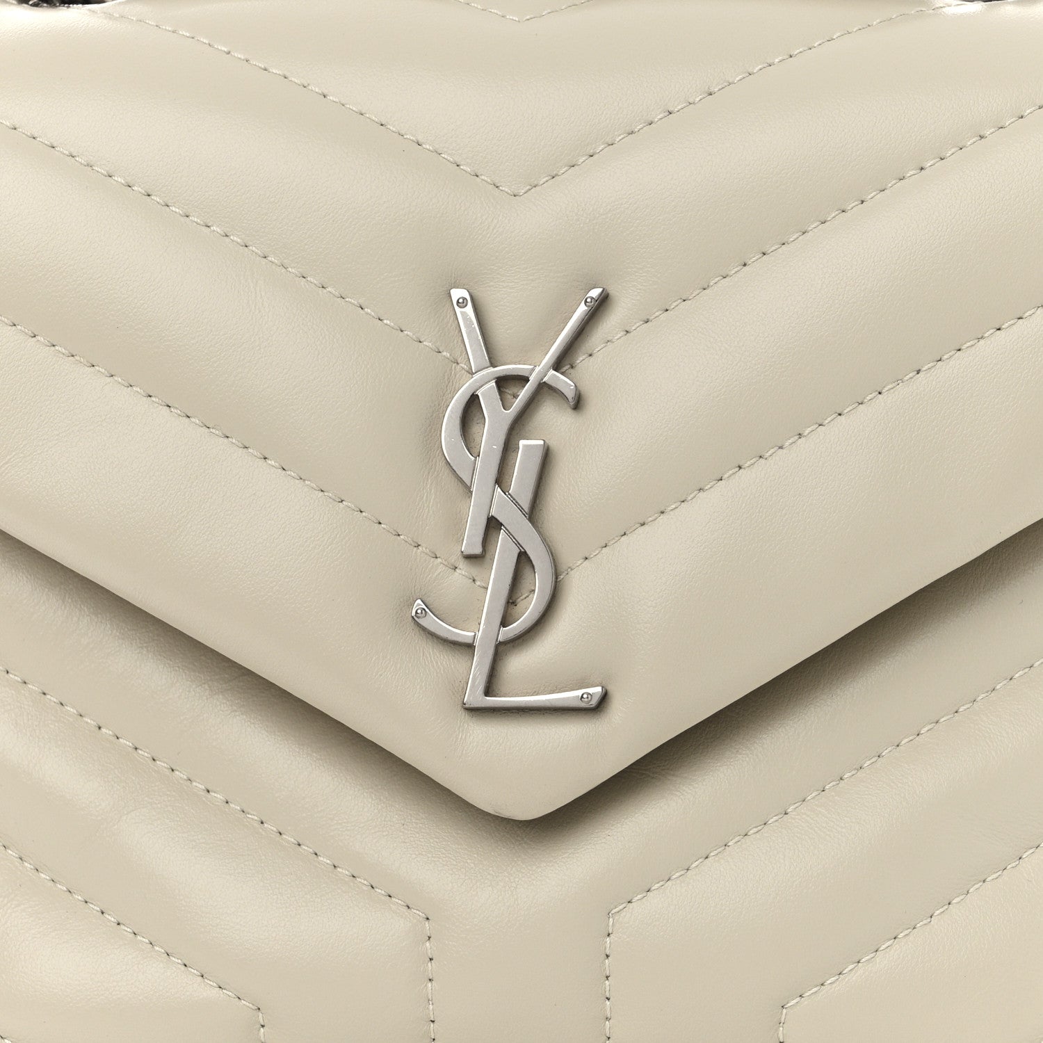 Saint Laurent Calfskin Y Quilted Monogram Small Loulou Chain Satchel Crema Soft 8 of 15
