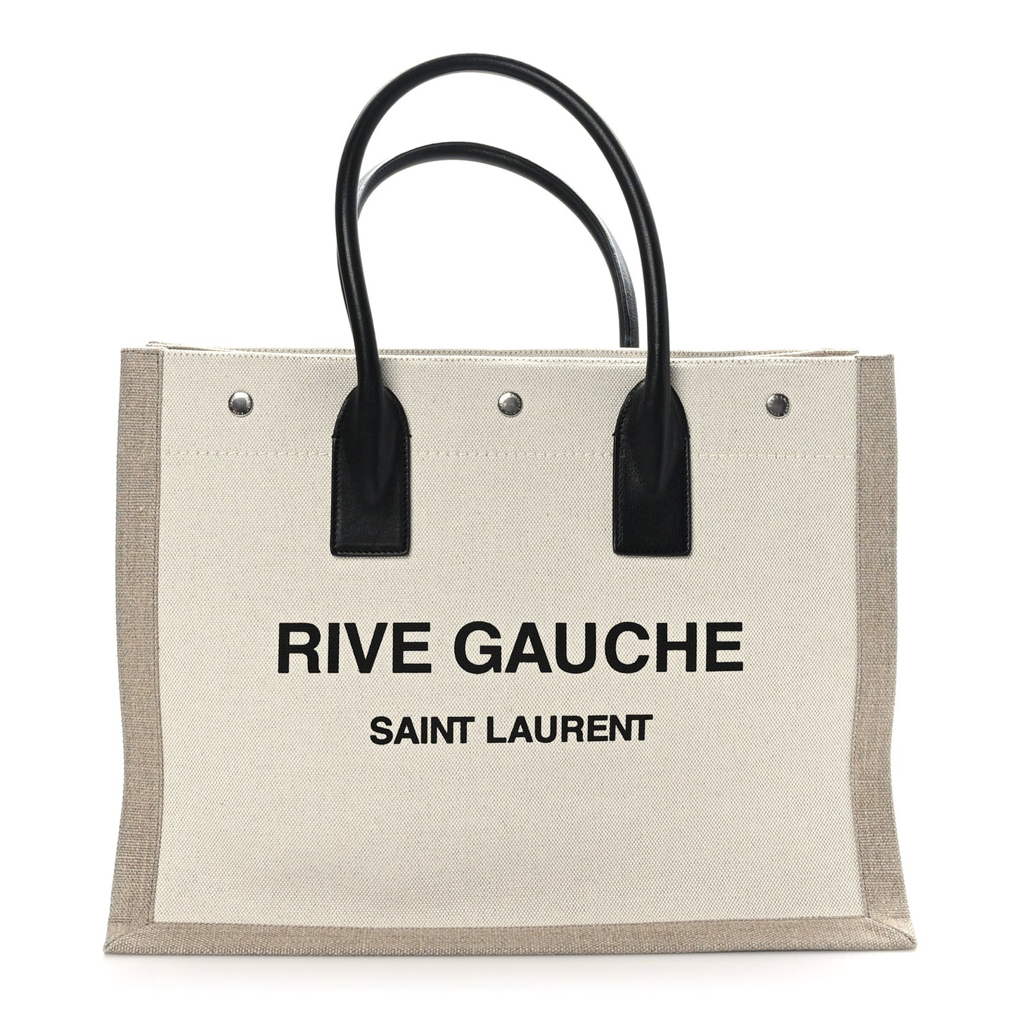 Linen Calfskin Small Rive Gauche Tote Greggio Natural