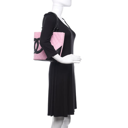 Chanel Calfskin Quilted Medium Cambon Tote Pink Black 2 of 12