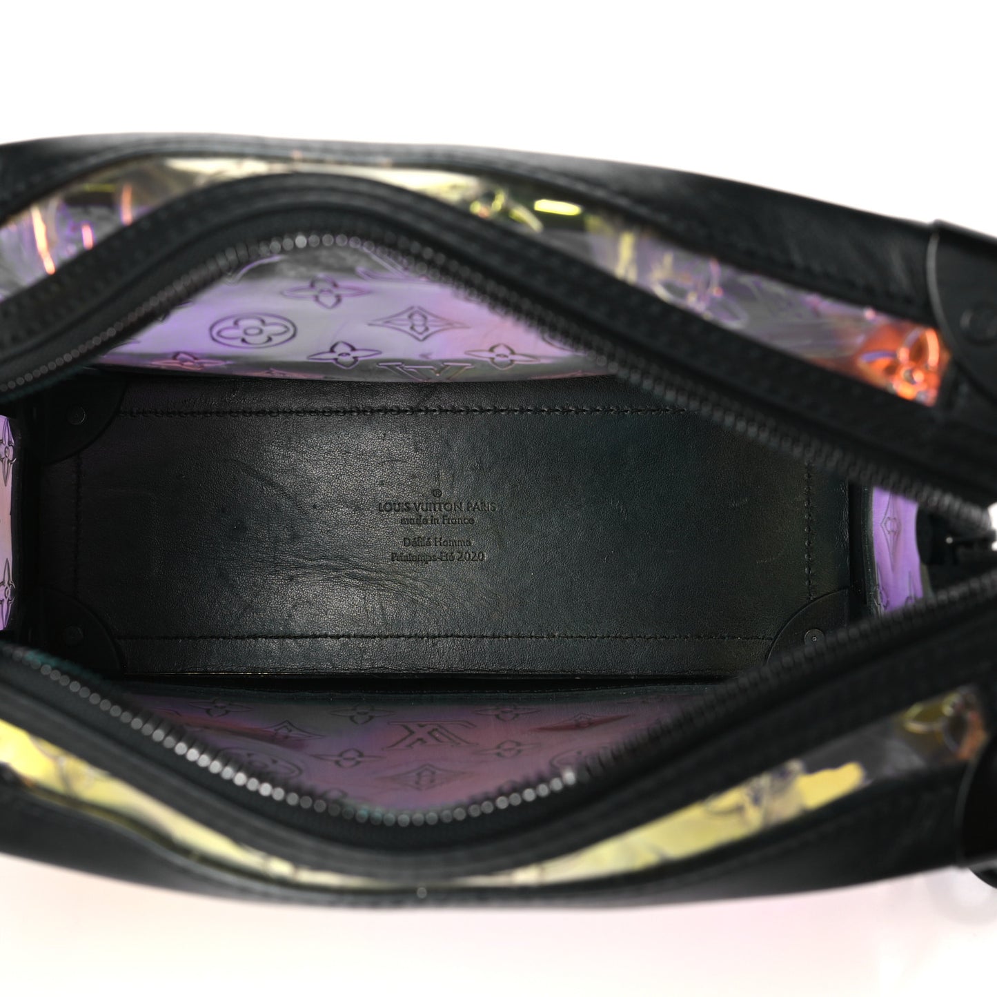 Calfskin PVC Monogram Solar Ray Soft Trunk Iridescent Prism Black