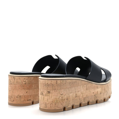 Hermes Calfskin Cork Eze 30 Sandals 37 Black 4 of 9