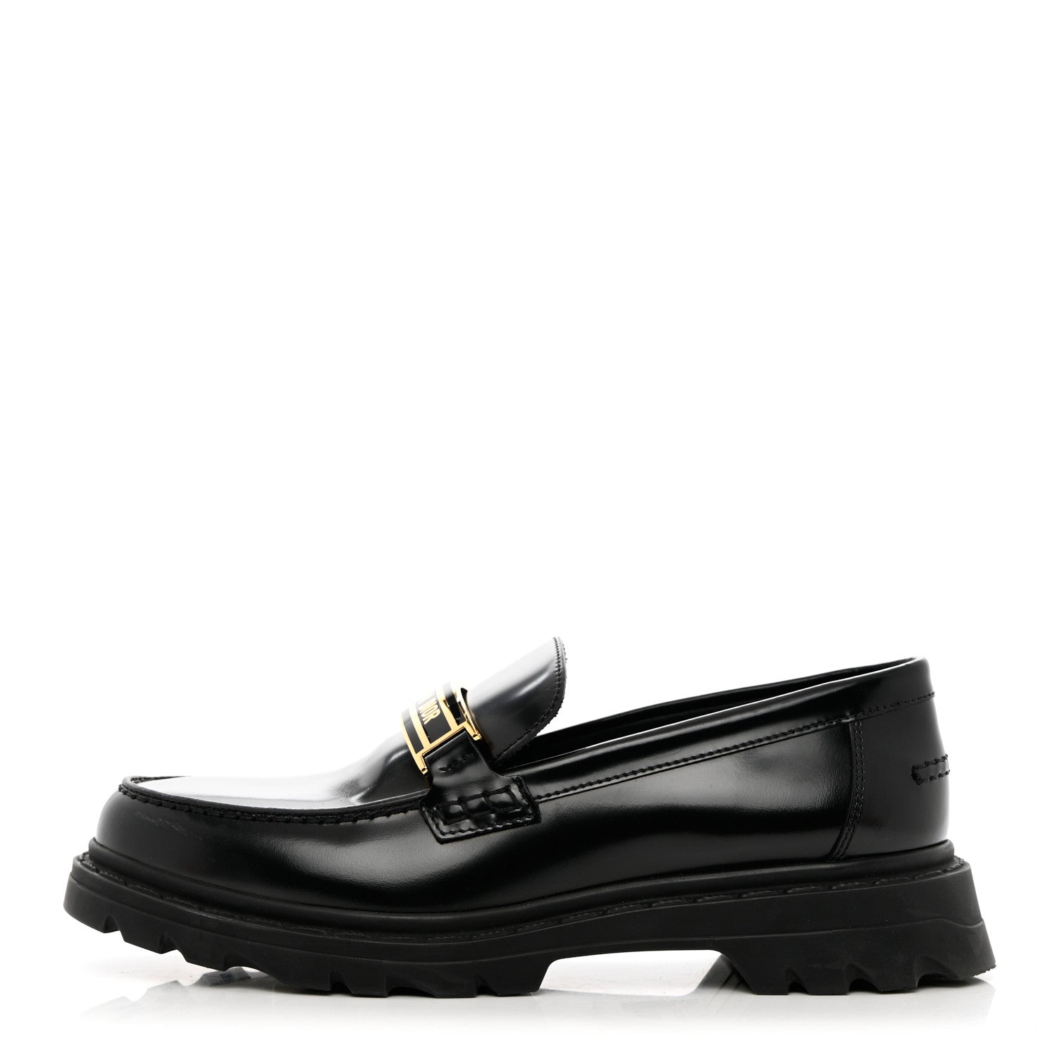 Christian Dior Brushed Calfskin Dior Code Lug Sole 15mm Loafers 37 Black 1 of 14