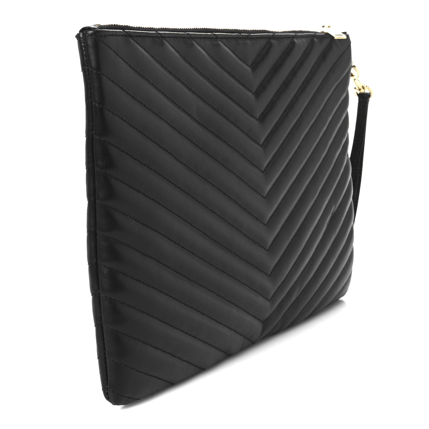 Saint Laurent Calfskin Matelasse Monogram Cassandre Tablet Pouch Black 3 of 8