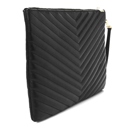 Saint Laurent Calfskin Matelasse Monogram Cassandre Tablet Pouch Black 3 of 8