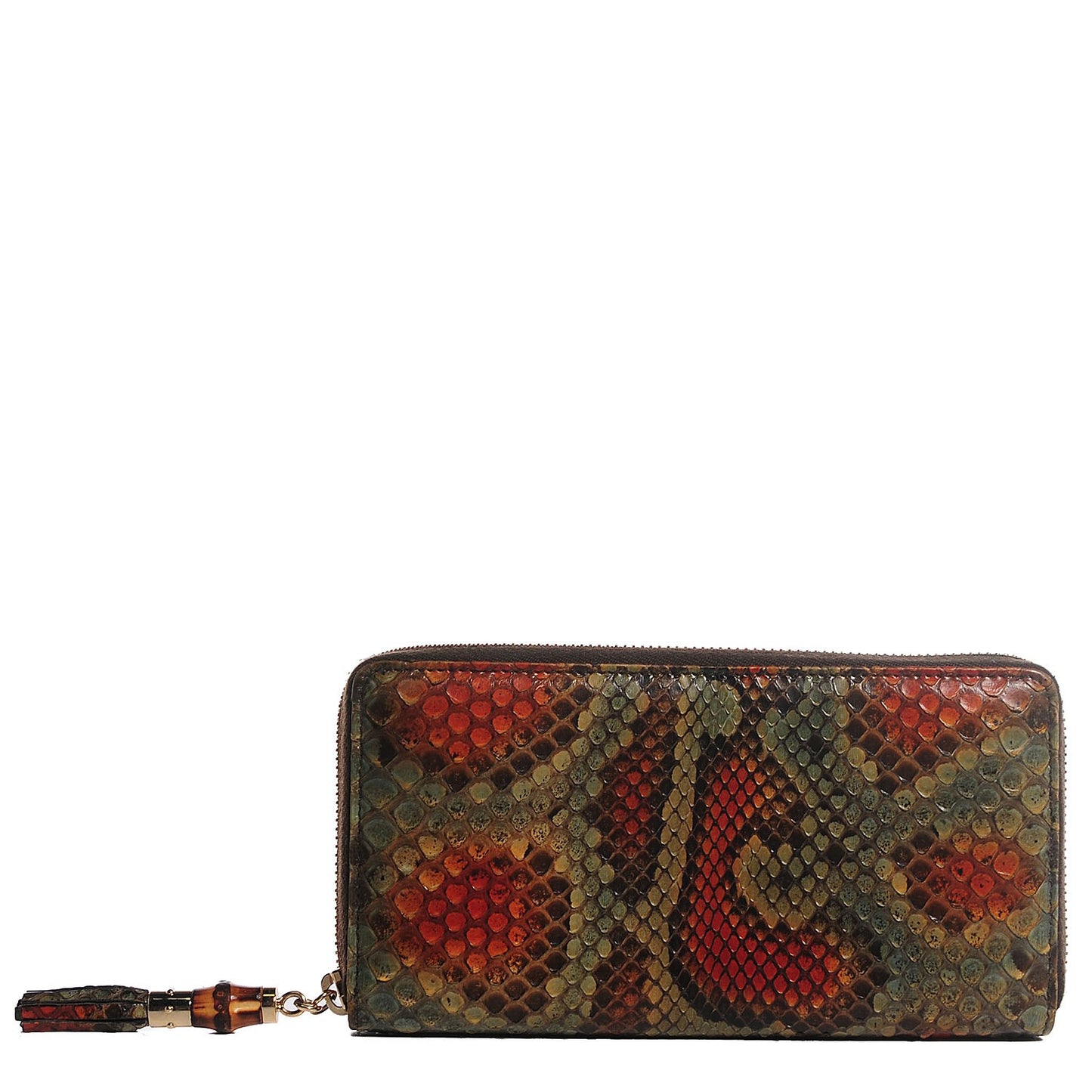 Python Bamboo Zip Around Large Wallet Orange