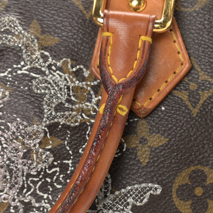 Louis Vuitton Monogram Dentelle Speedy 30 Silver 19 of 19