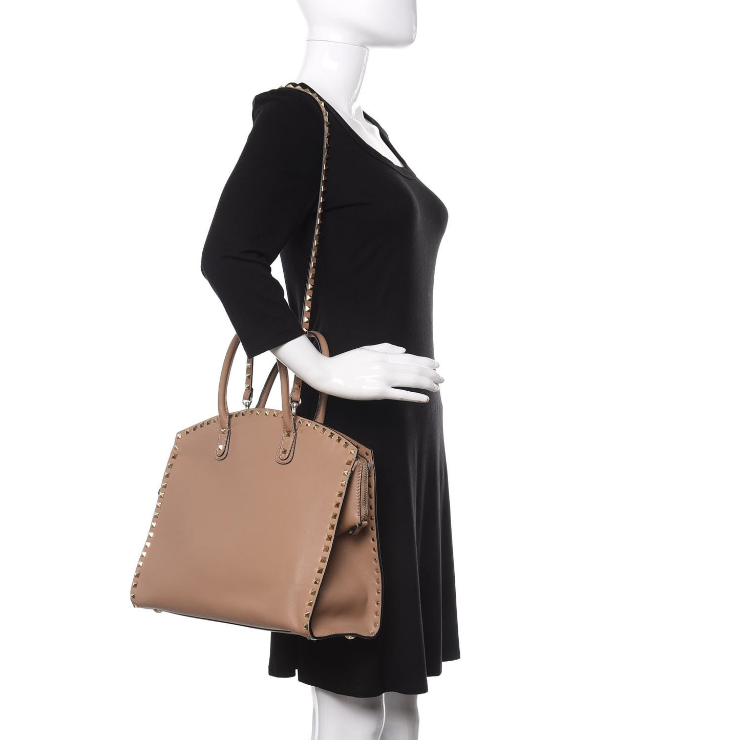 Vitello Rockstud Dome Shopper Alpaca