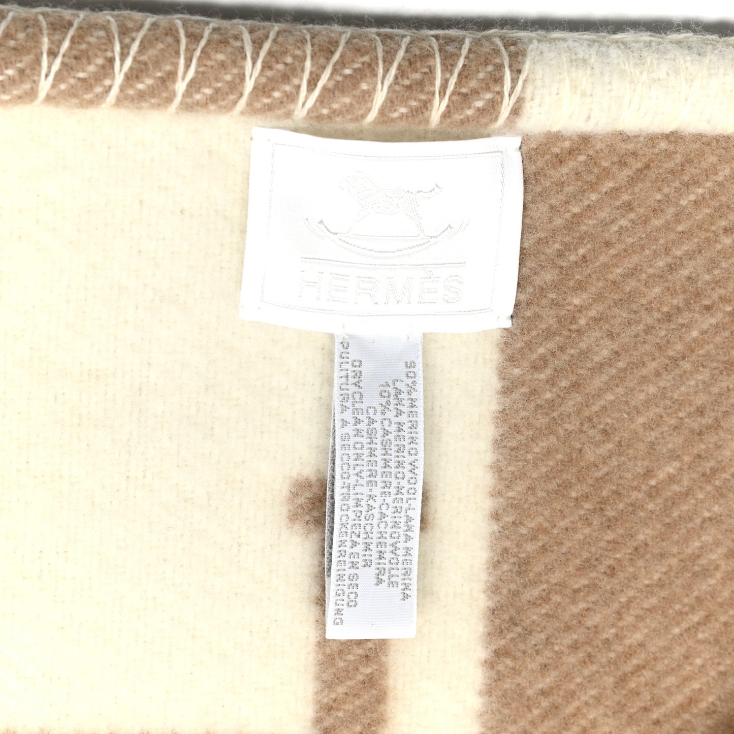 Wool Cashmere Avalon Baby Blanket Noisette Moyen White